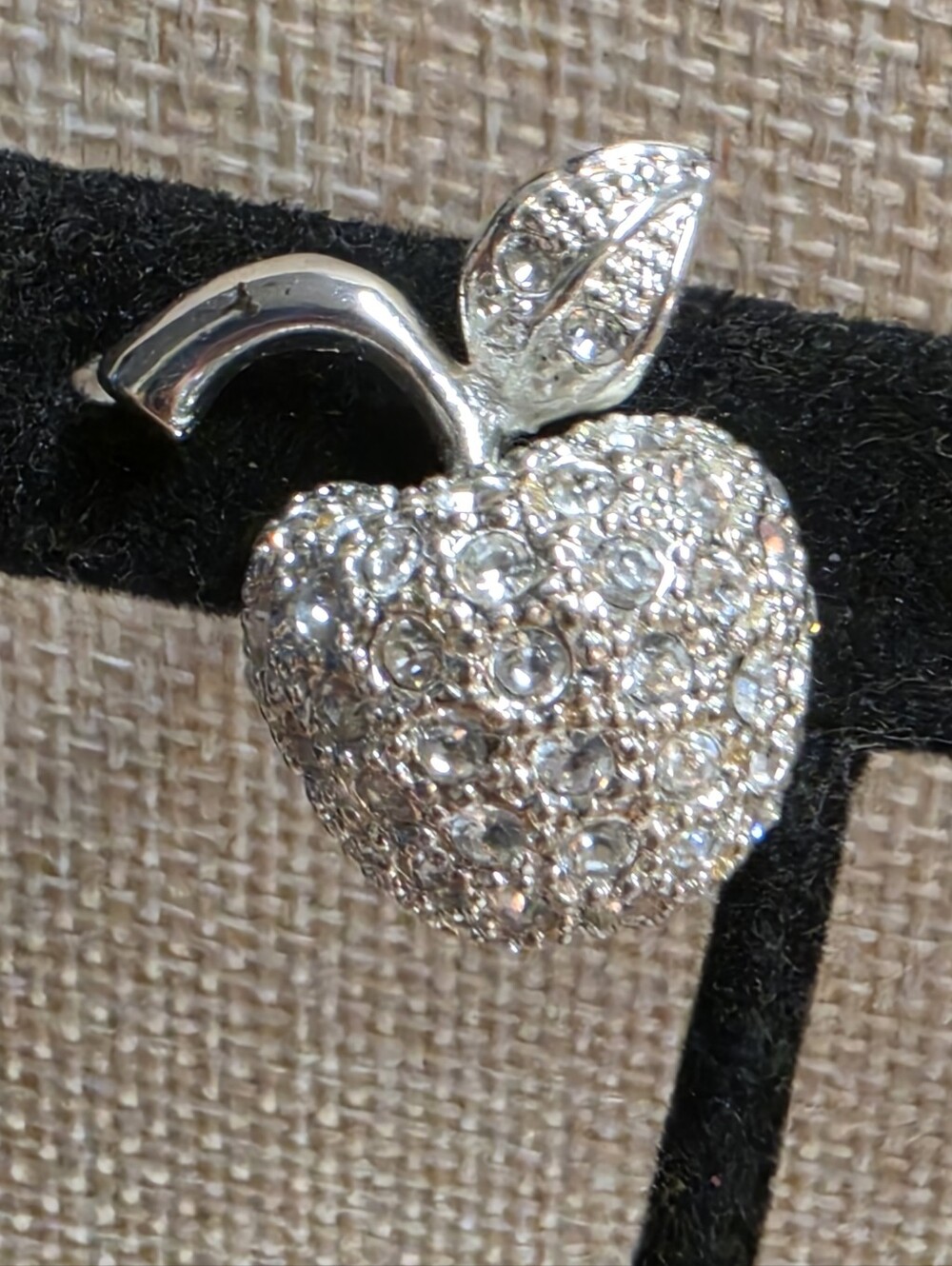 Vintage Signed ROMAN Pavé Crystal Apple Brooch